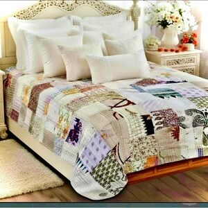 SILK KANTHA PATCHWORK 90"x109" Quilt